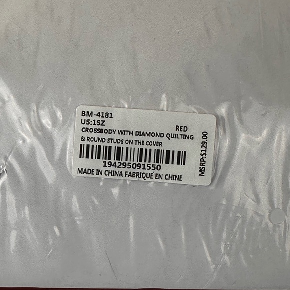 Badgley Mischka NWT Diamond Red Quilted Chain Shoulder Bag - Picture 5 of 11